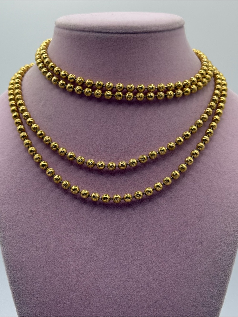 VINTAGE TRIFARI MCM RETRO SHINY BALL CHAIN 60”CHAIN LINK NECKLACE PINEAPPLE CUT